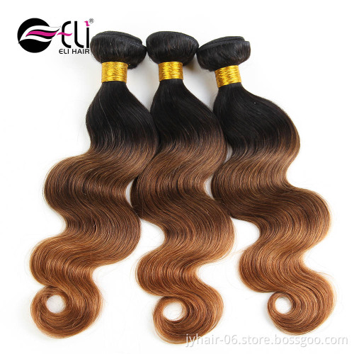 100% human hair remy brazilian hair weave 1b 27 ombre color hair Bundles